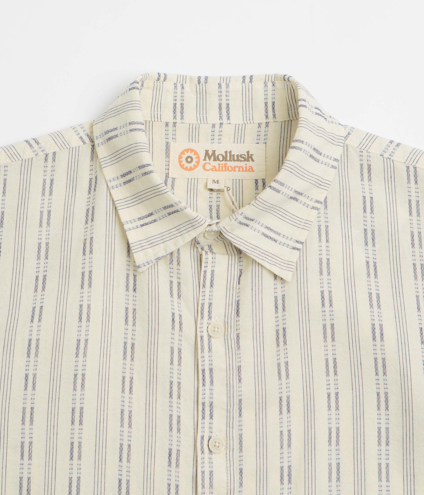 Mollusk Summer Short Sleeve Shirt - Natural / Navy Dobby