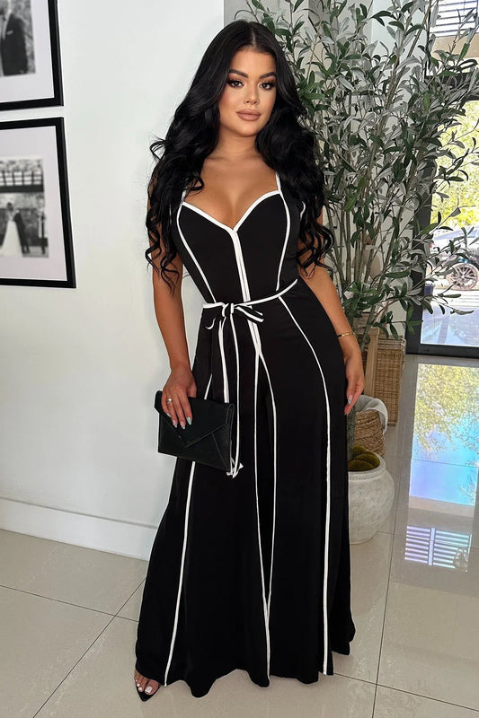 Monaco Linea Wide-Leg Jumpsuit- Black
