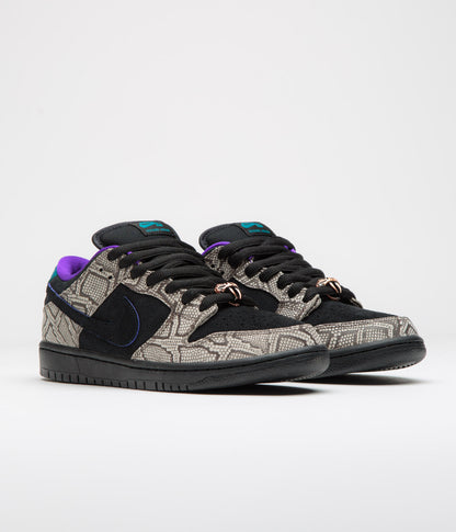 Nike SB x Dashawn Jordan Dunk Low Pro Shoes - String / Black - Bright Spruce - Fierce Purple