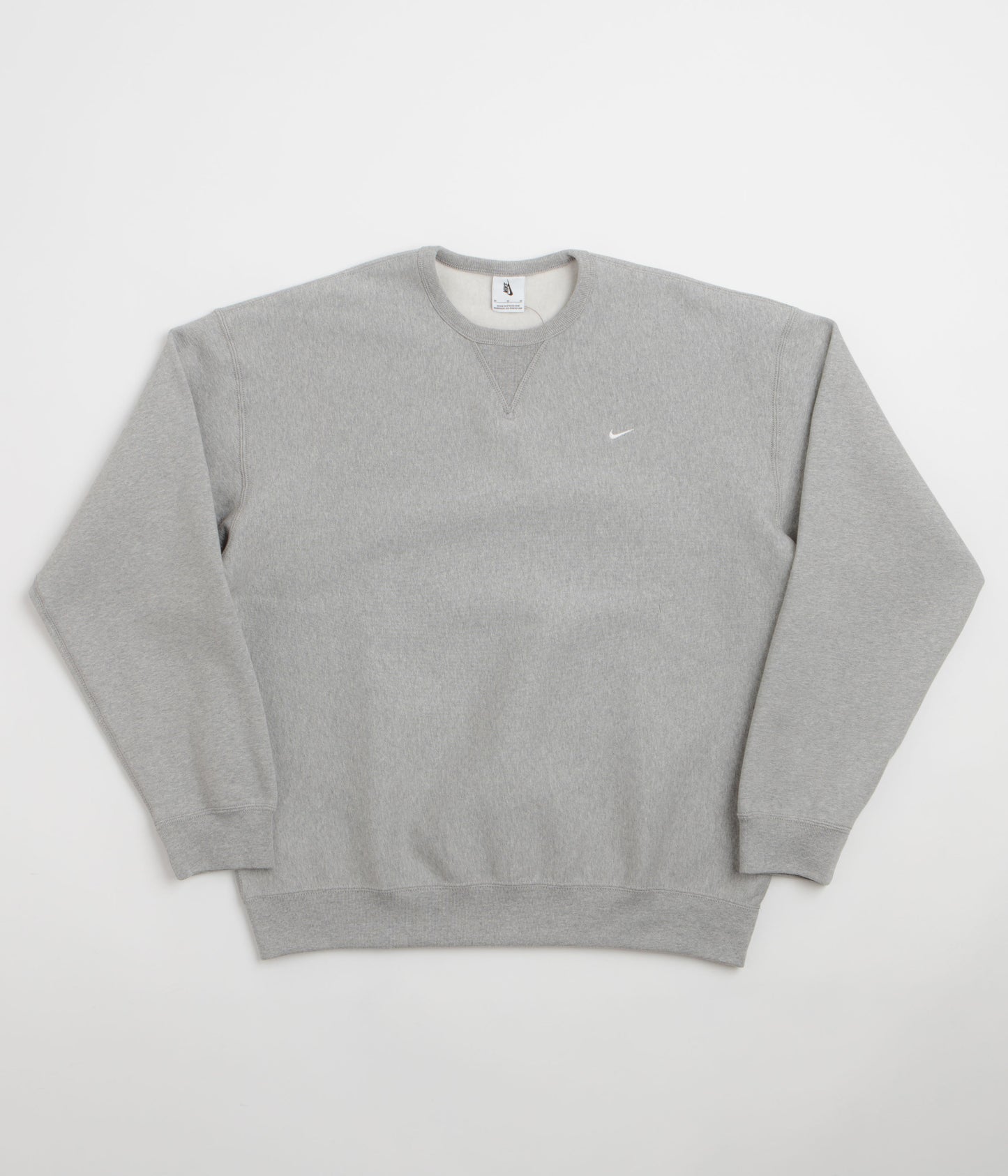 Nike Solo Swoosh Crewneck Sweatshirt - Dark Grey Heather / White / White