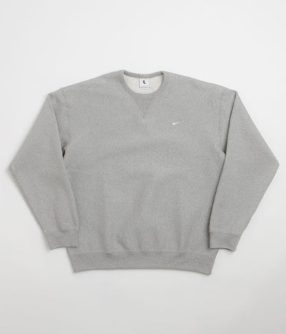 Nike Solo Swoosh Crewneck Sweatshirt - Dark Grey Heather / White / White