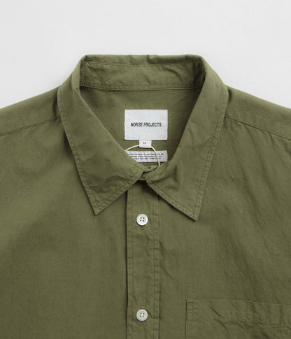 Norse Projects Osvald Cotton Tencel Shirt - Sitka Green
