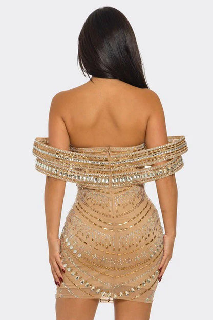Nude Glam Luxe Mini Dress Nude