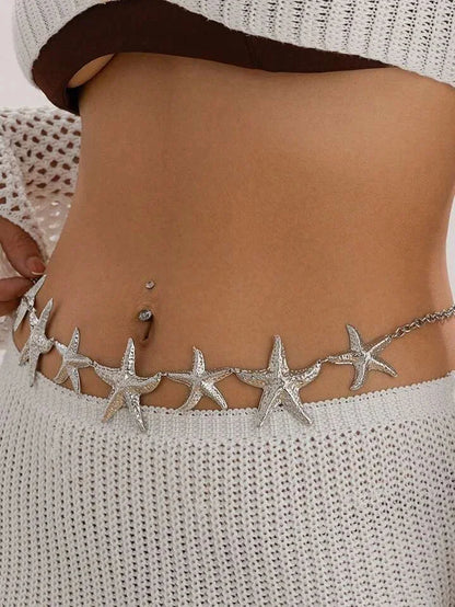 Ocean Starfish Waist Chain Belt Silver