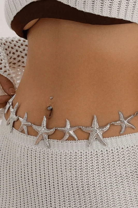 Ocean Starfish Waist Chain Belt Silver