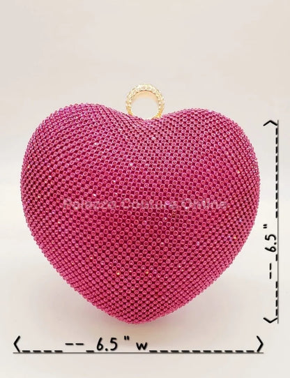 Open Your Heart Clutch Rhinestone Sparkle Evening Bag (Fuchsia)