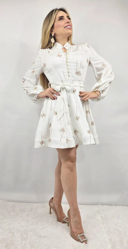 Palm Breeze Shirt Dress White