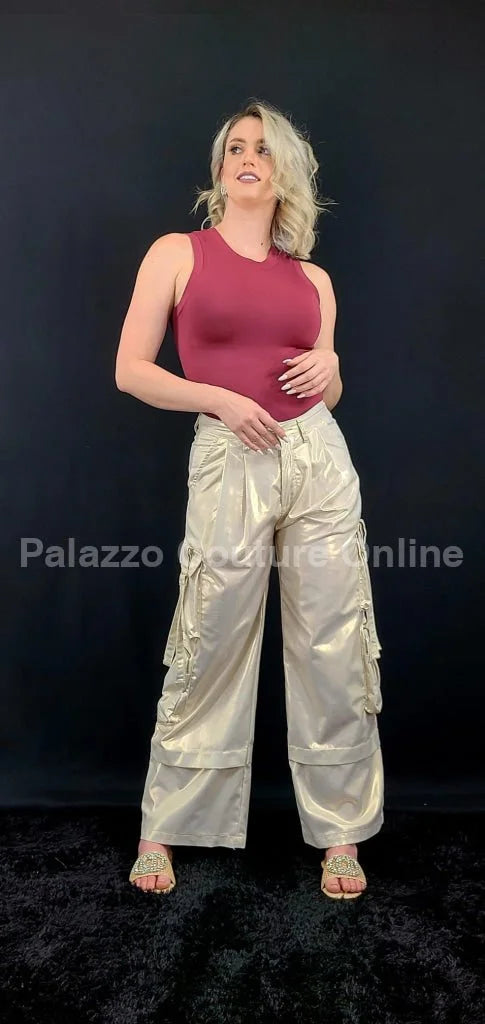 Luminous Shine Utility Cargo Pants (Beige)