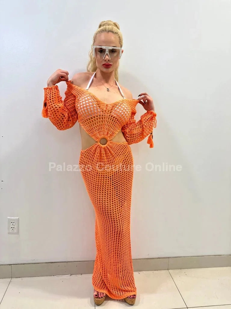 Paradise Cover Up Maxi Dress ( Orange)
