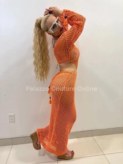 Paradise Cover Up Maxi Dress ( Orange)