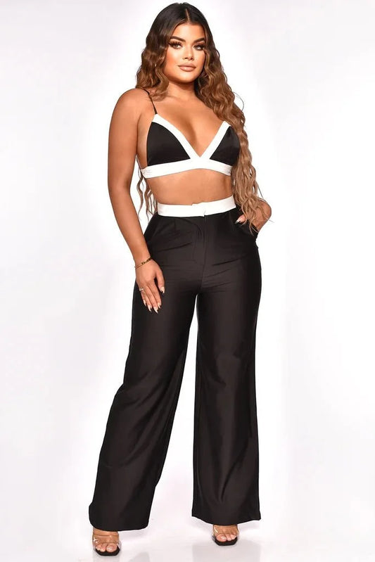 Passion and Love Black Pant Set – Chic Two Piece Black Pant Set