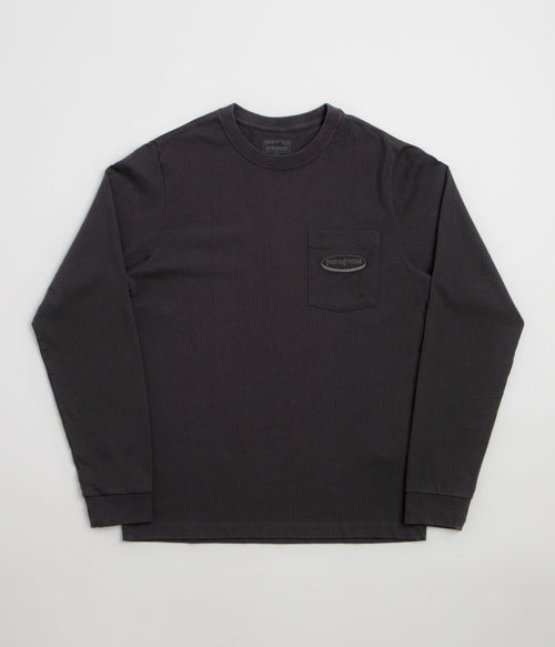 Patagonia 95 Oval Logo Pocket Long Sleeve T-Shirt - Ink Black