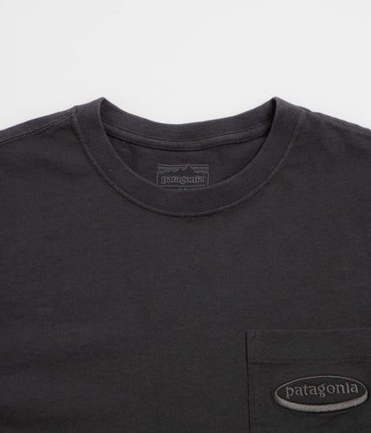 Patagonia 95 Oval Logo Pocket Long Sleeve T-Shirt - Ink Black