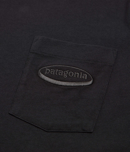 Patagonia 95 Oval Logo Pocket Long Sleeve T-Shirt - Ink Black