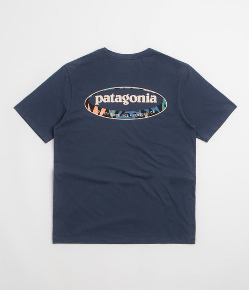 Patagonia 95 Oval Logo T-Shirt - New Navy: Kaleido