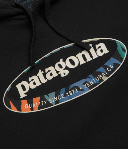 Patagonia 95 Oval Logo Uprisal Hoodie - Black: Kaleido