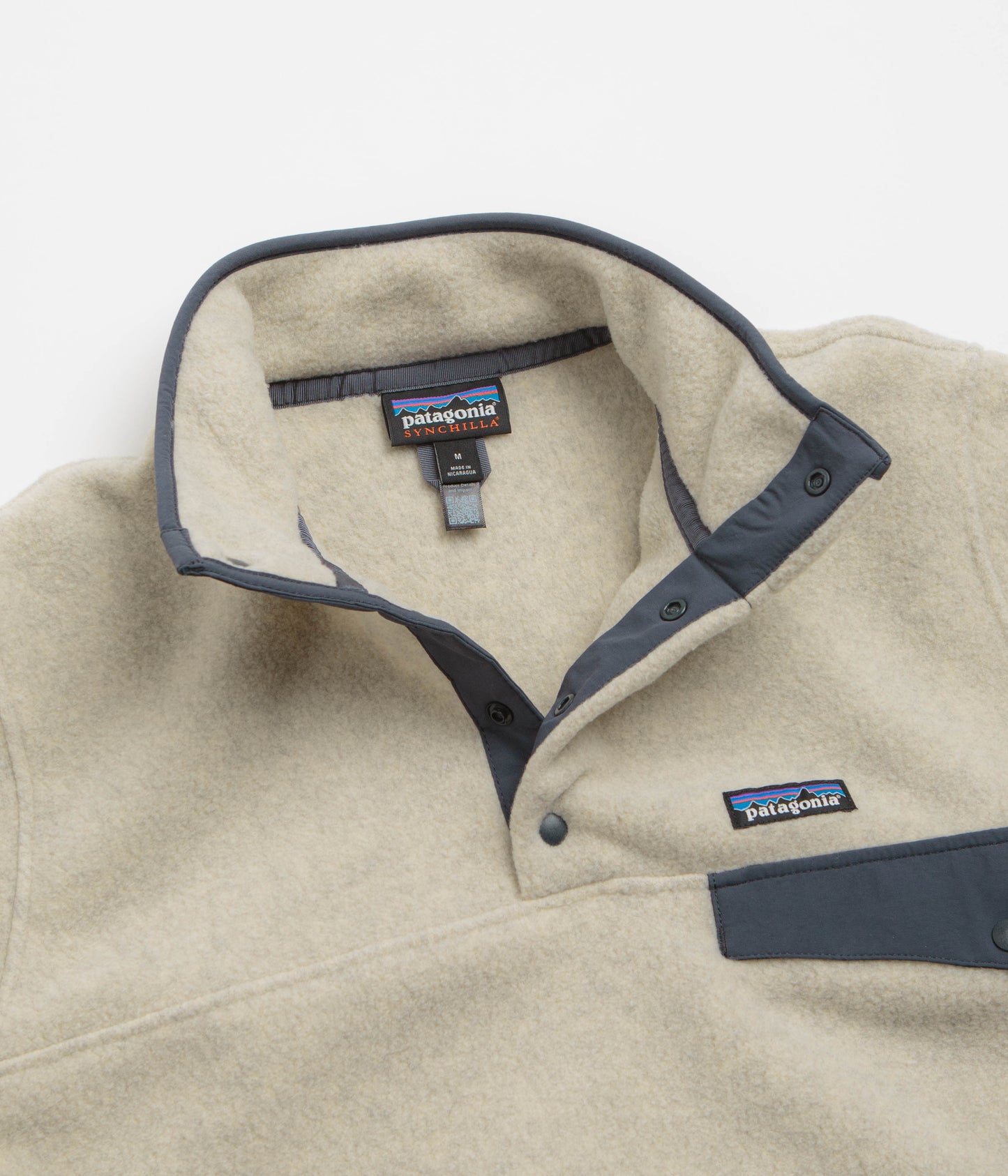 Patagonia Lightweight Synchilla Snap-T Fleece - Oatmeal Heather / Smolder Blue