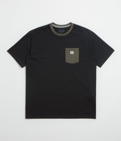 Patagonia Shop Sticker Pocket Responsibili-Tee T-Shirt - Black / Basin Green