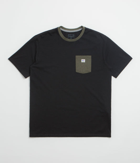 Patagonia Shop Sticker Pocket Responsibili-Tee T-Shirt - Black / Basin Green