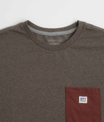 Patagonia Shop Sticker Pocket Responsibili-Tee T-Shirt - Marlow Brown