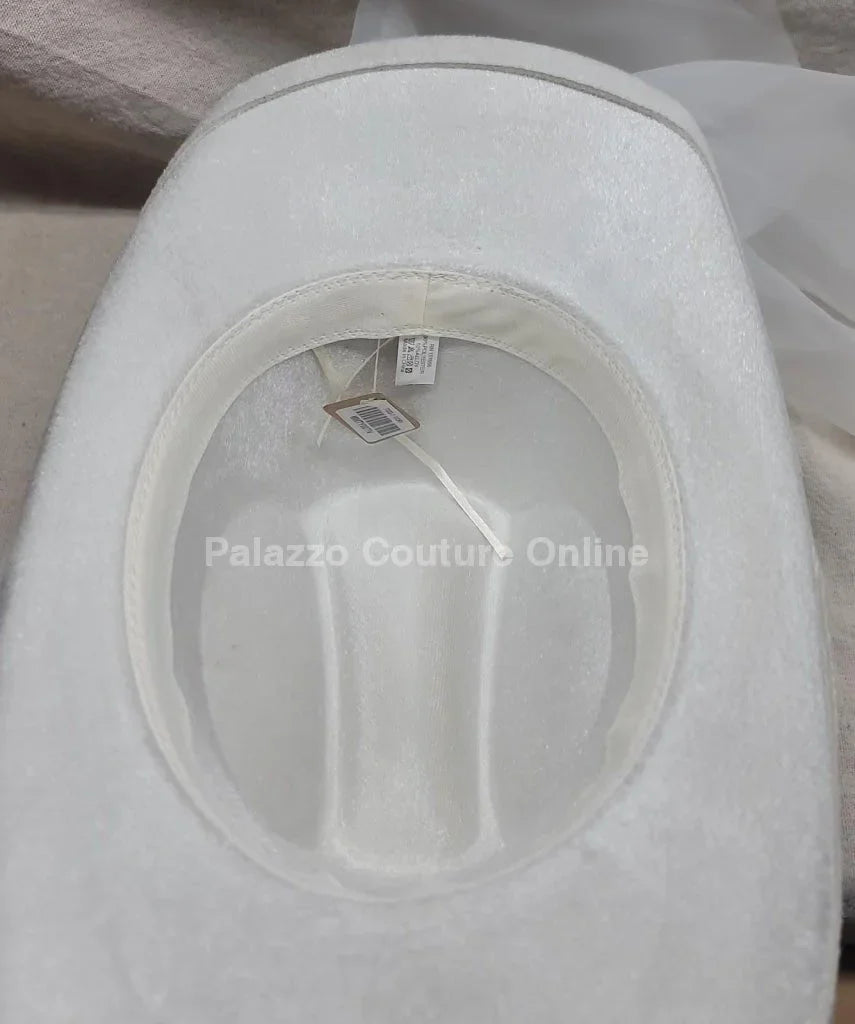 Pearl and Rhinestone Stud Bride  Cowboy Hat (White)