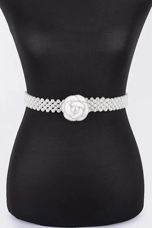Pearl Bloom Statement Belt Ivory