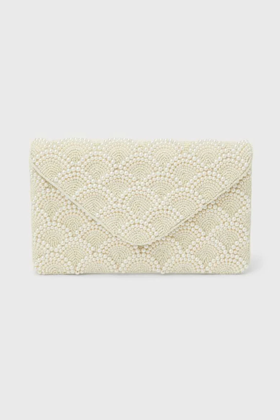 Pearl Elegance Envelope Clutch Ivory