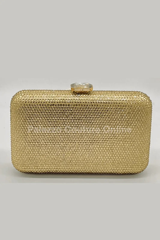 Perfect Timing Rhinestones Clutch Gold