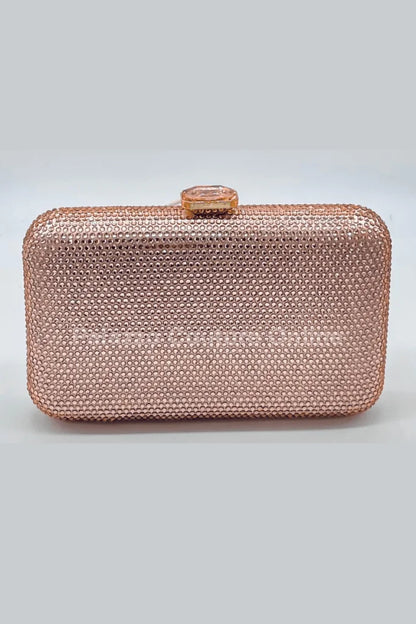 Perfect Timing Rhinestones Clutch Rose Gold
