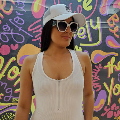 Perfection Zipper Basic Romper (White)