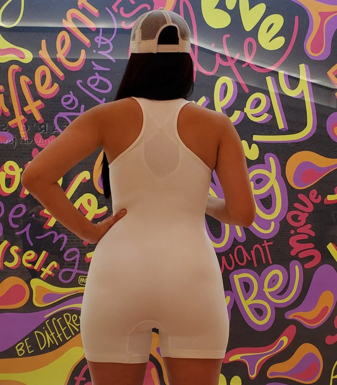 Perfection Zipper Basic Romper (White)