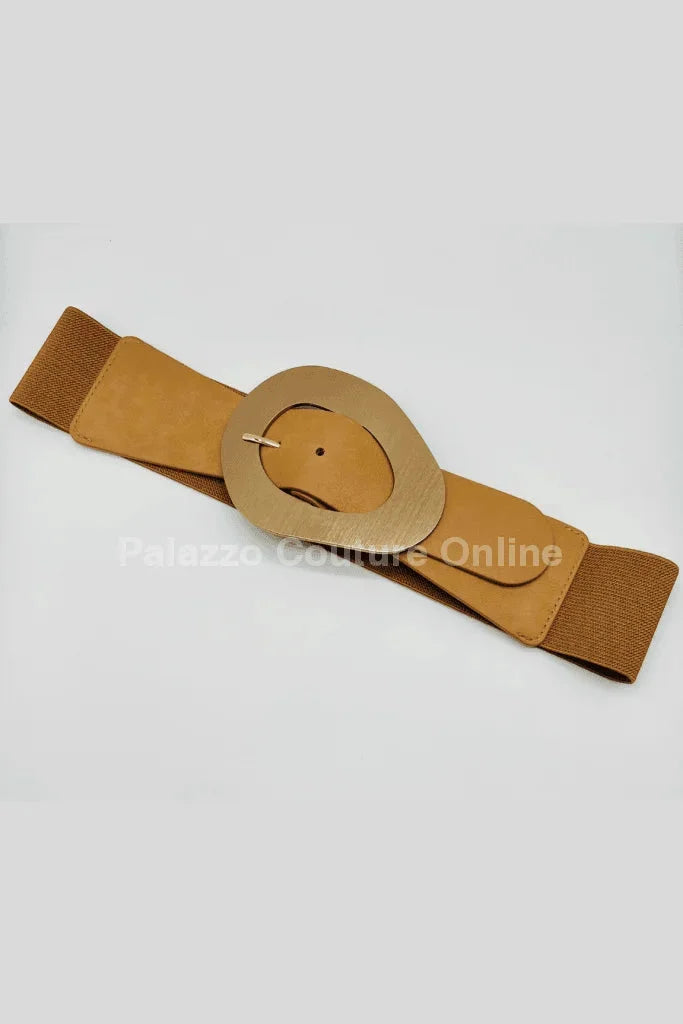 Perpetual Fantasy Plain Buckle Elastic Belt (Khaki)