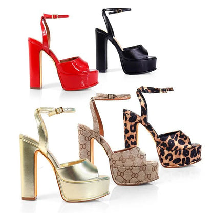 Platform Josy 6 Chunky Heels (Black)