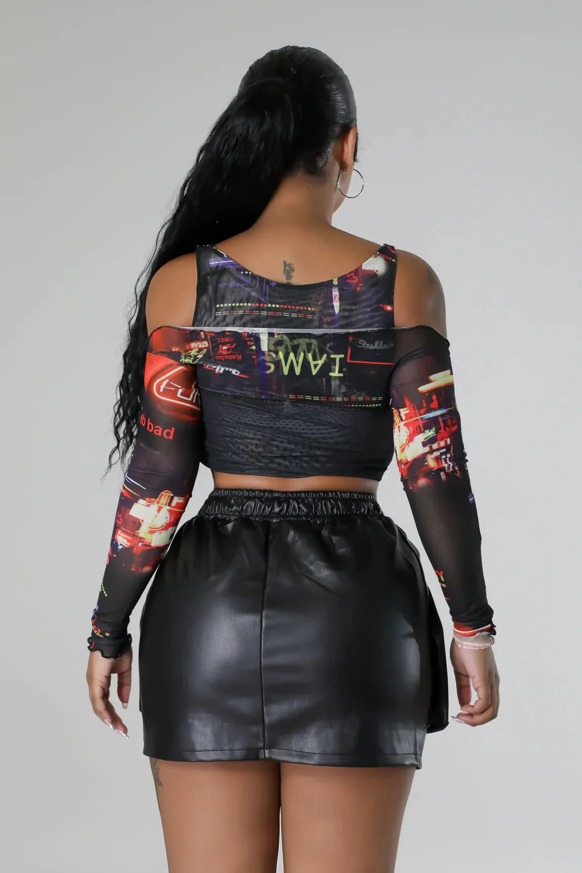 Pocketed Posh Leather Skirt (Black)
