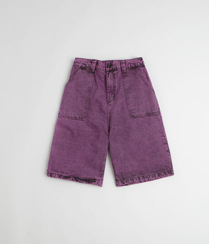 Poetic Collective x flatspot Painter Shorts - Purple Acid Wash Denim