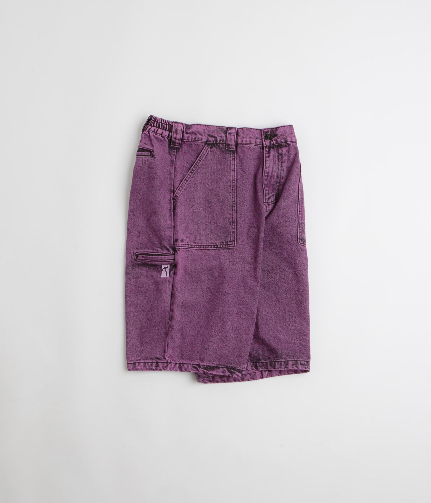 Poetic Collective x flatspot Painter Shorts - Purple Acid Wash Denim