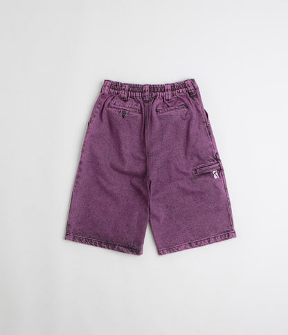 Poetic Collective x flatspot Painter Shorts - Purple Acid Wash Denim