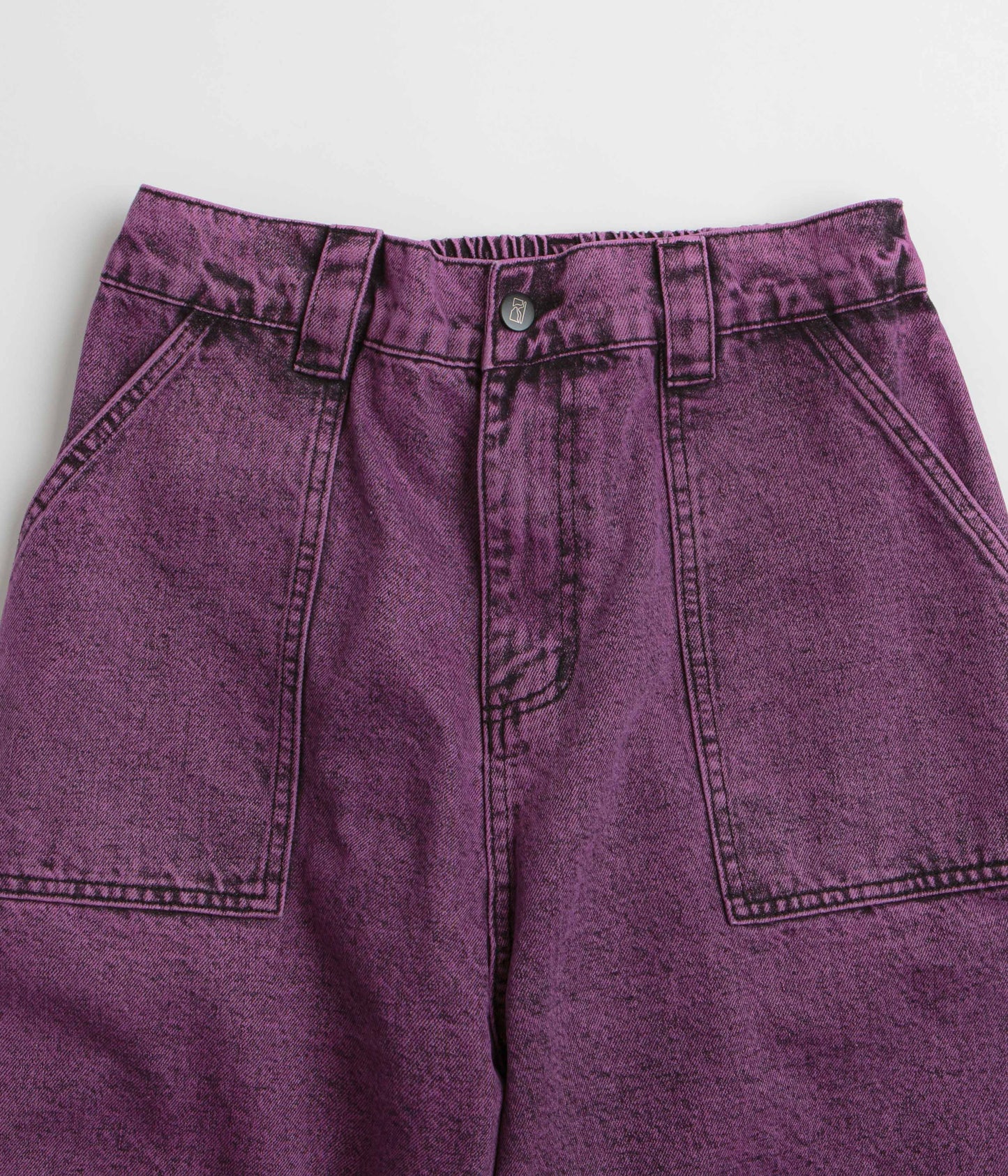 Poetic Collective x flatspot Painter Shorts - Purple Acid Wash Denim