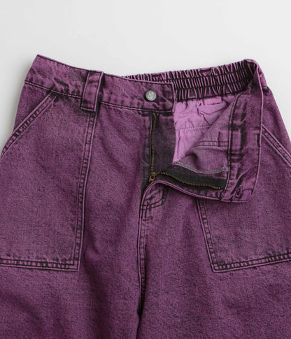 Poetic Collective x flatspot Painter Shorts - Purple Acid Wash Denim