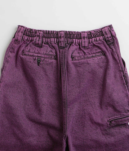 Poetic Collective x flatspot Painter Shorts - Purple Acid Wash Denim