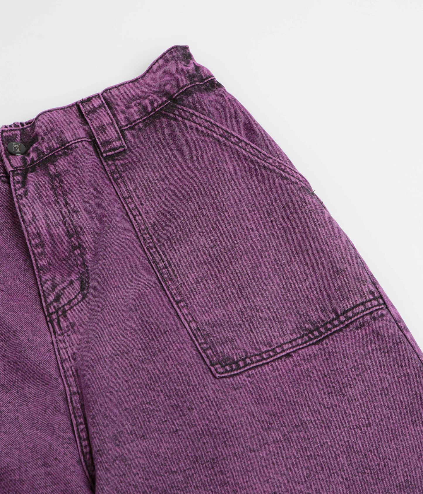 Poetic Collective x flatspot Painter Shorts - Purple Acid Wash Denim