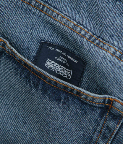 Pop Trading Company DRS Denim Shorts - Stone Washed