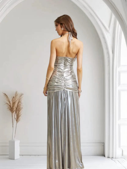 Radiant Crystal Metallic Gown - Silver