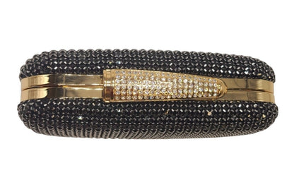 Radiant Elegance Black Crystal Clutch