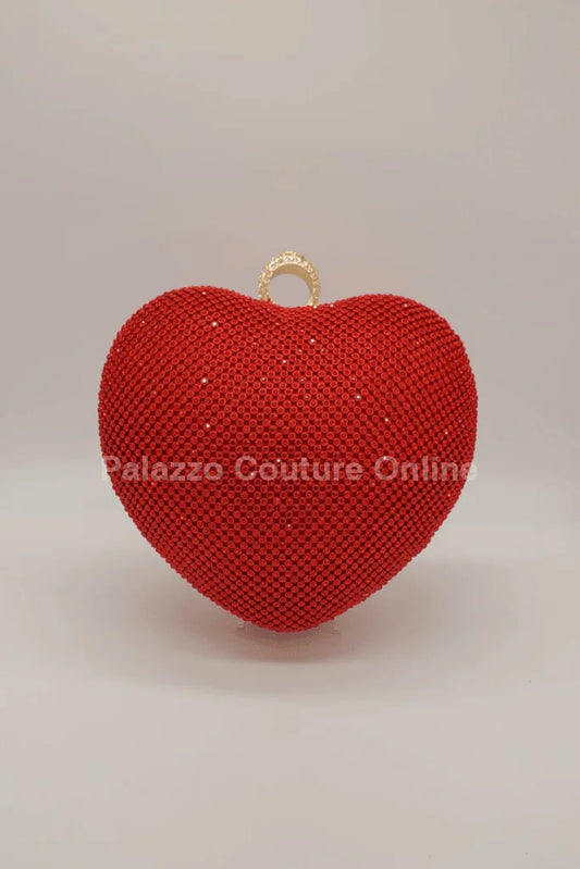 Red Heart Clutch – Rhinestone Sparkle Evening