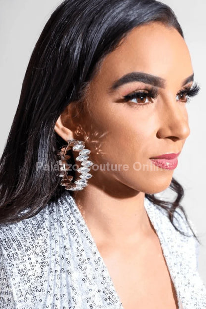 Rhinestone Hoop Earrings with Bold Statement Crystal Design