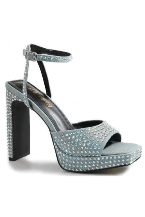 Rhinestone Platform Dress Shoes (Denim)
