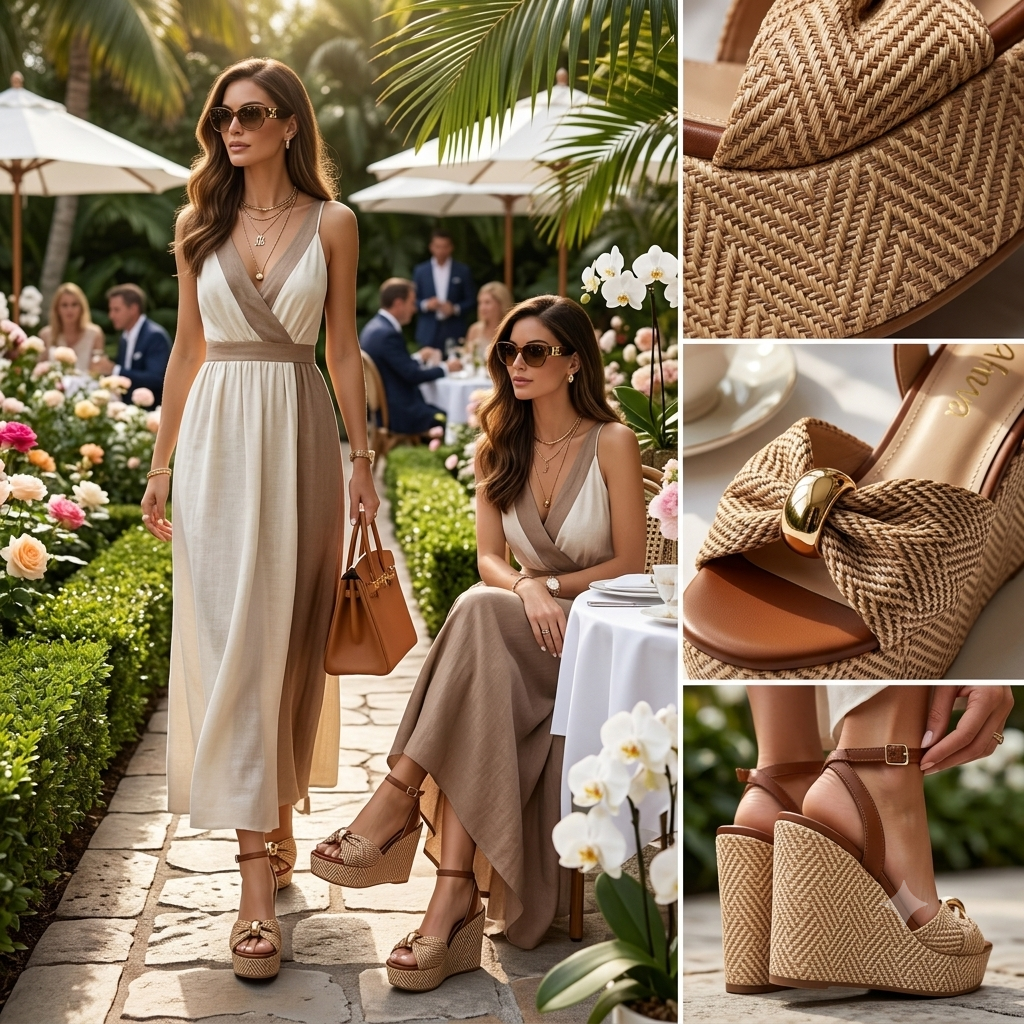 Paige Wedge Sandals Brown