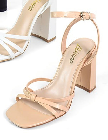 Rodeo Strappy Block Heels Nude