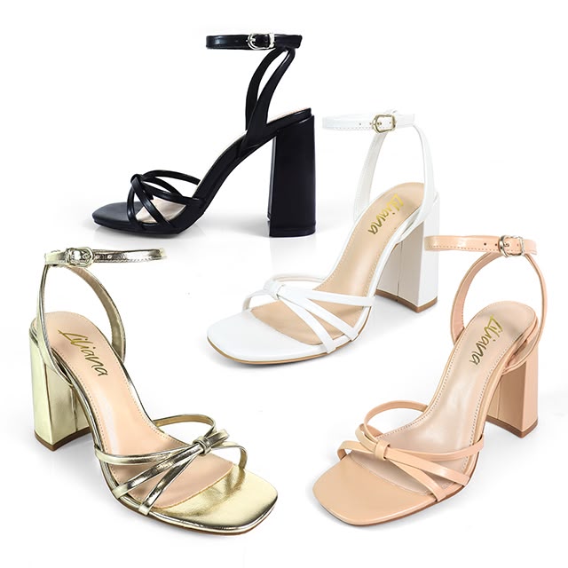 Rodeo Strappy Block Heels White